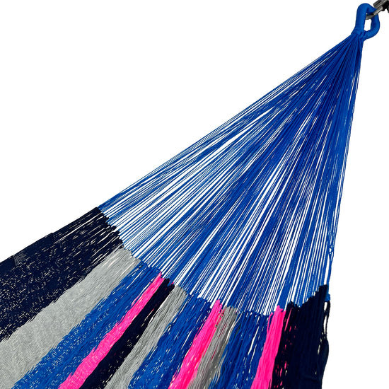 Brazo de hamaca Yucateca artesanal de nylon hilo 18 rayada multicolor