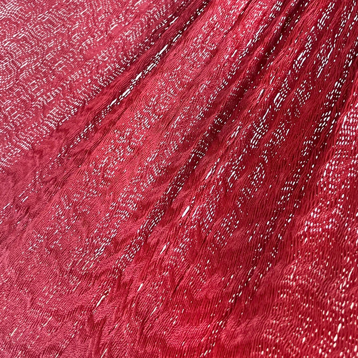 Detalle del tejido de nylon hilo 18 de la hamaca Yucateca artesanal roja