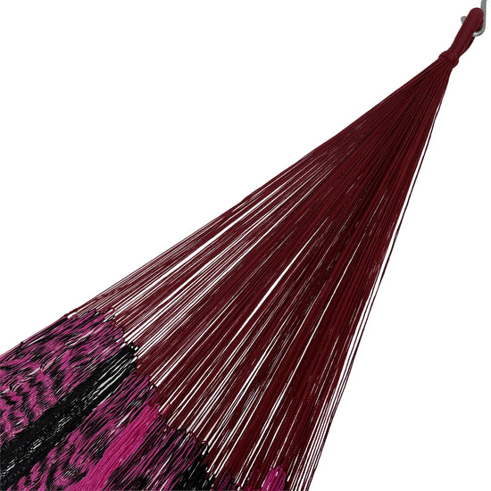 Brazo de hamaca Yucateca artesanal de nylon hilo 18 color rosa y verde oscuro