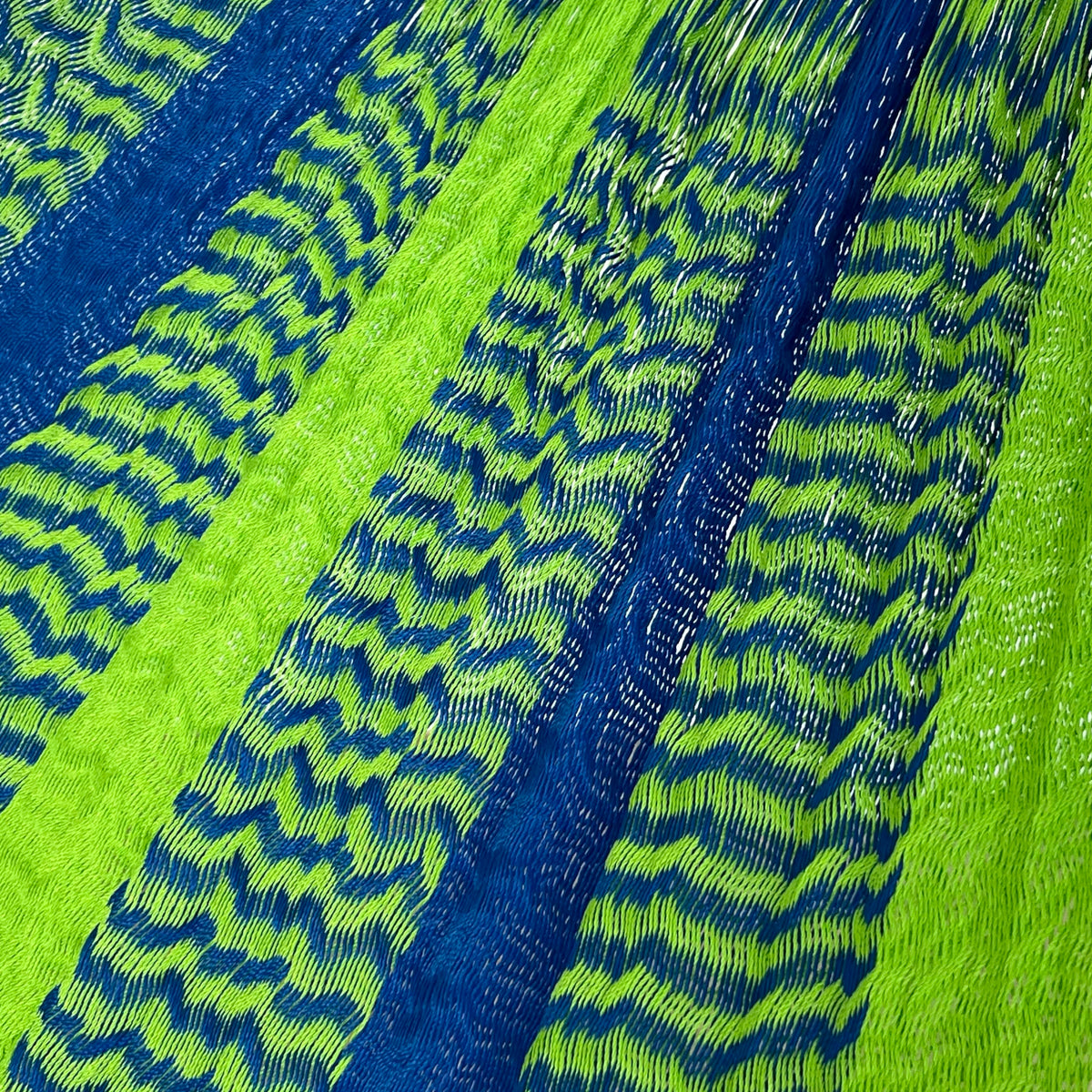 Detalle del tejido de nylon hilo 18 de la hamaca Yucateca artesanal verde