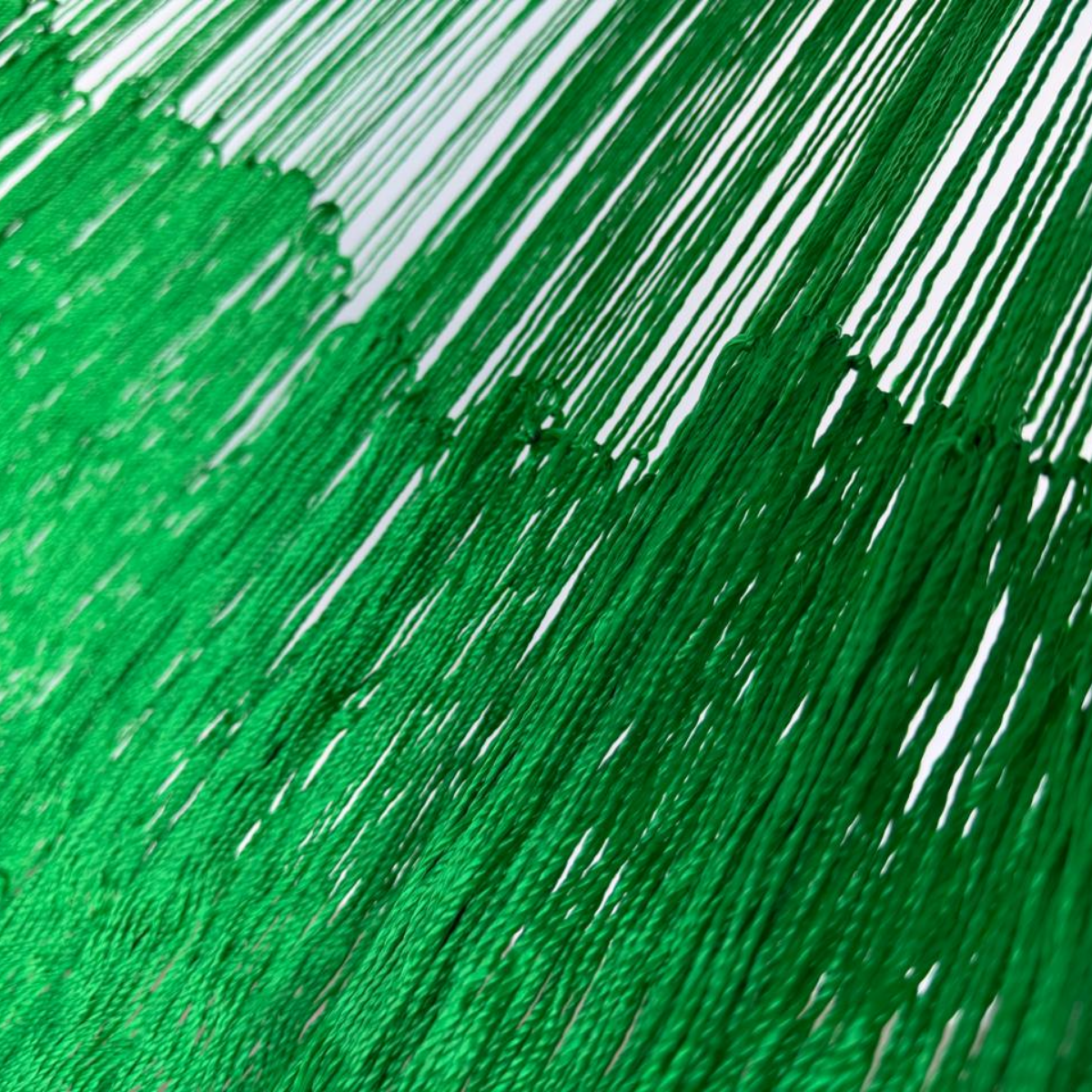 Unión entre cuerpo y brazo de hamaca Yucateca artesanal de nylon hilo 18 color verde