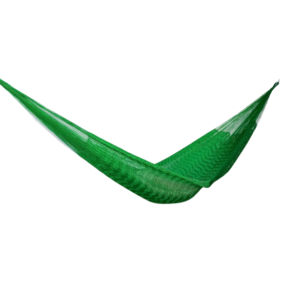 Hamaca Yucateca artesanal de nylon hilo 18 color verde vista lateral