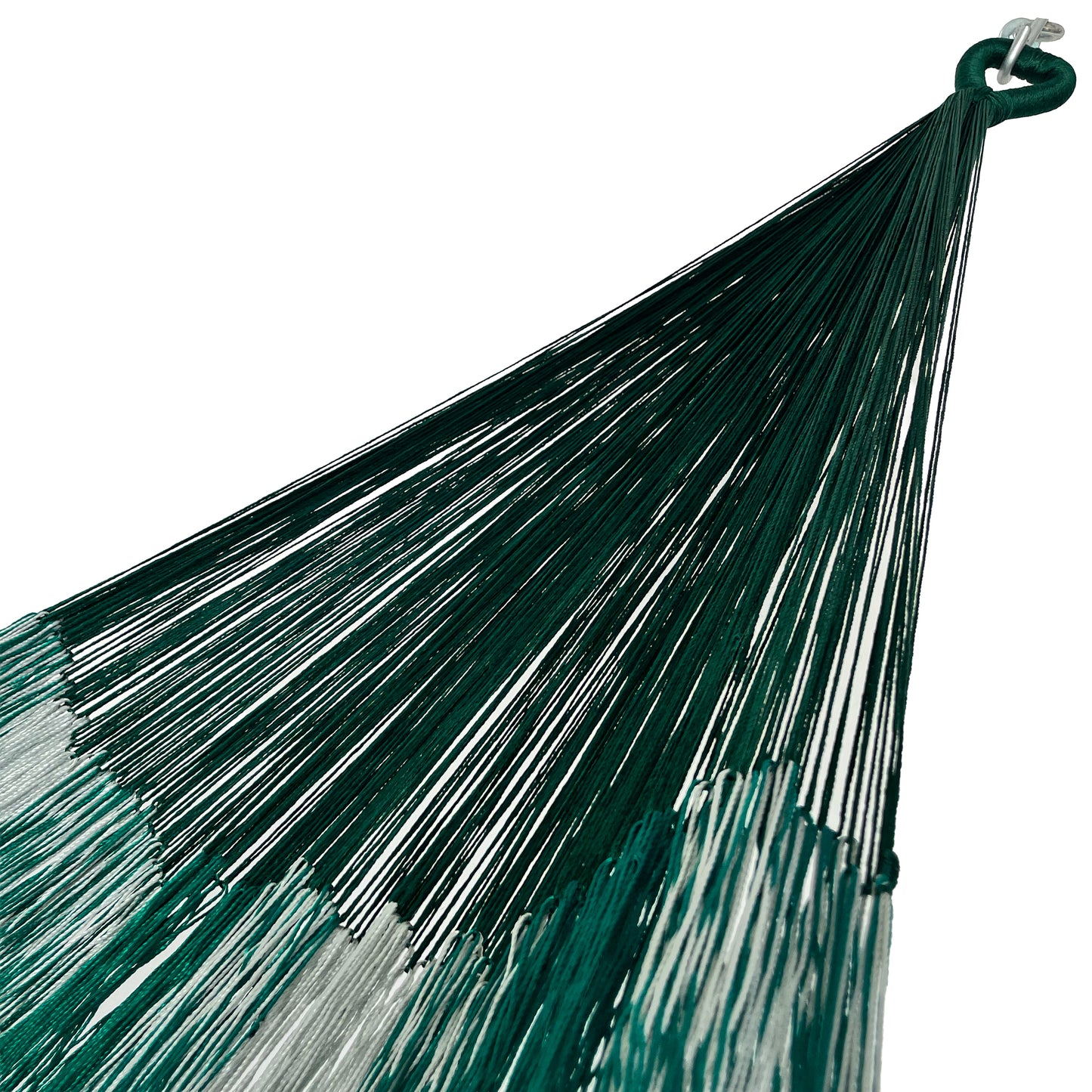 Brazo de hamaca Yucateca artesanal de nylon hilo 18 color verde y gris