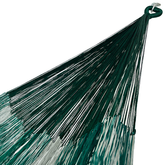 Brazo de hamaca Yucateca artesanal de nylon hilo 18 color verde y gris