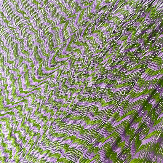 Detalle del tejido de nylon hilo 18 de la hamaca Yucateca artesanal verde y morado
