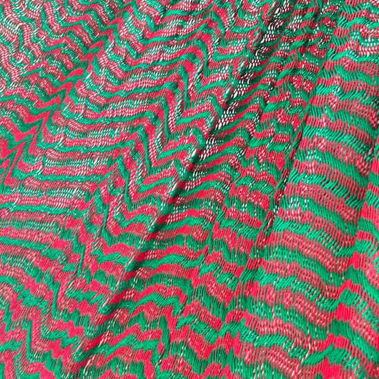 Detalle del tejido de nylon hilo 18 de la hamaca Yucateca artesanal verde y rojo