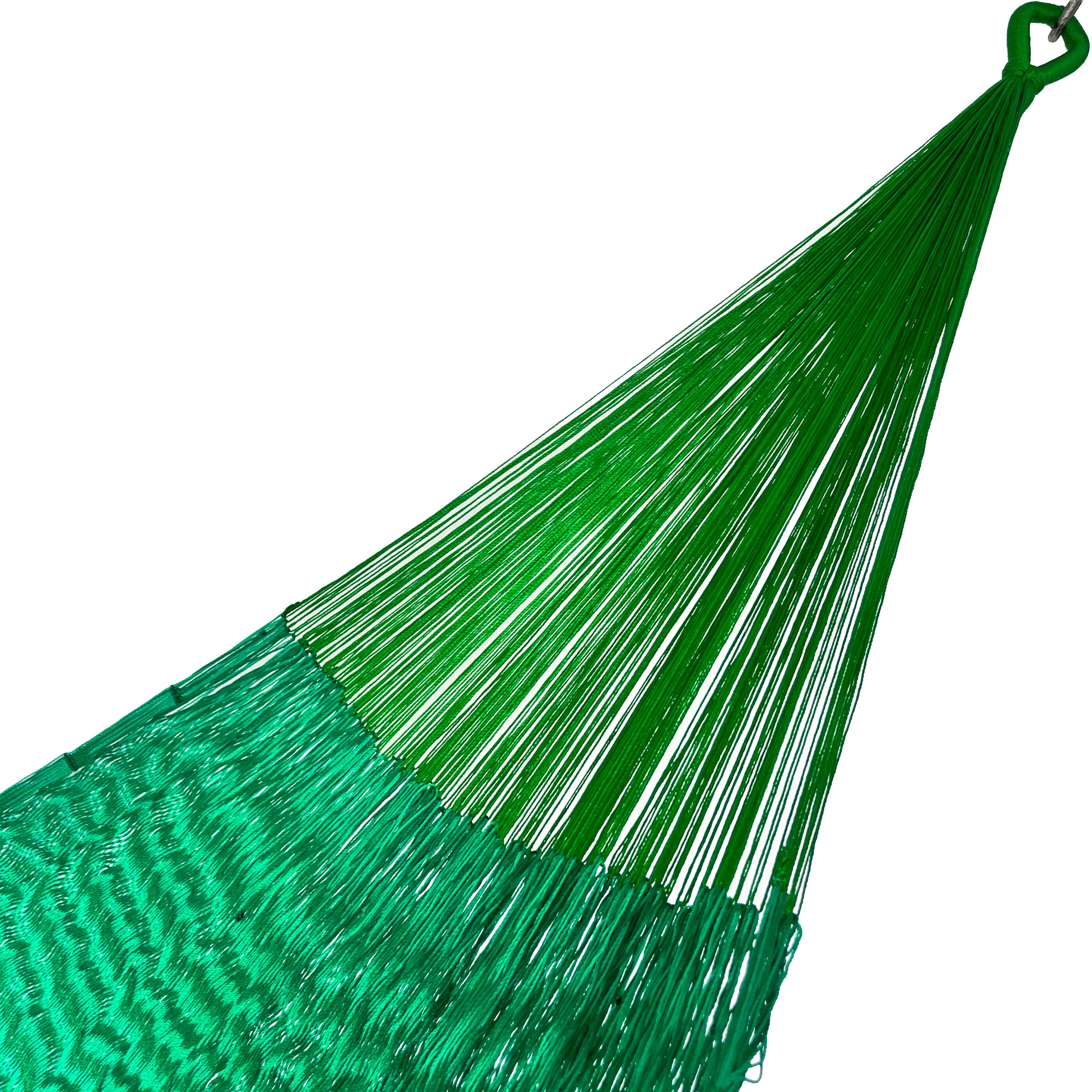 Brazo de hamaca Yucateca artesanal de nylon hilo 18 en tonos verdes