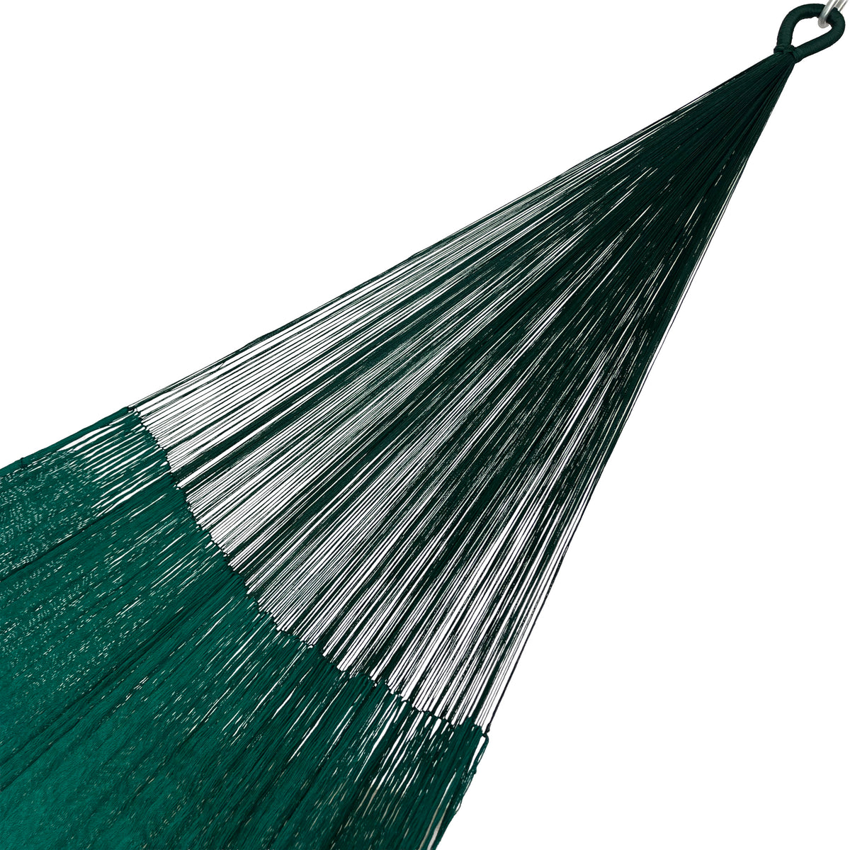 Brazo de hamaca Yucateca artesanal de nylon suave color verde oscuro