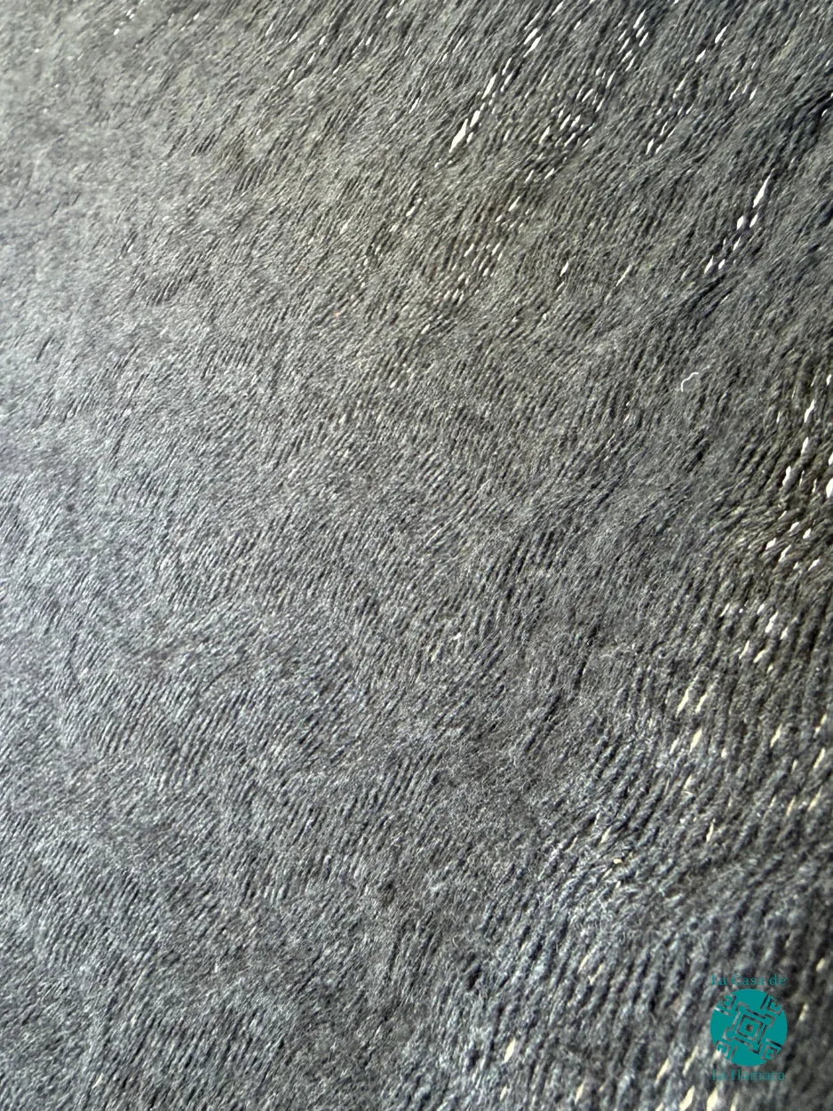 Detalle del tejido de algodón suave de la hamaca Yucateca artesanal gris oxford