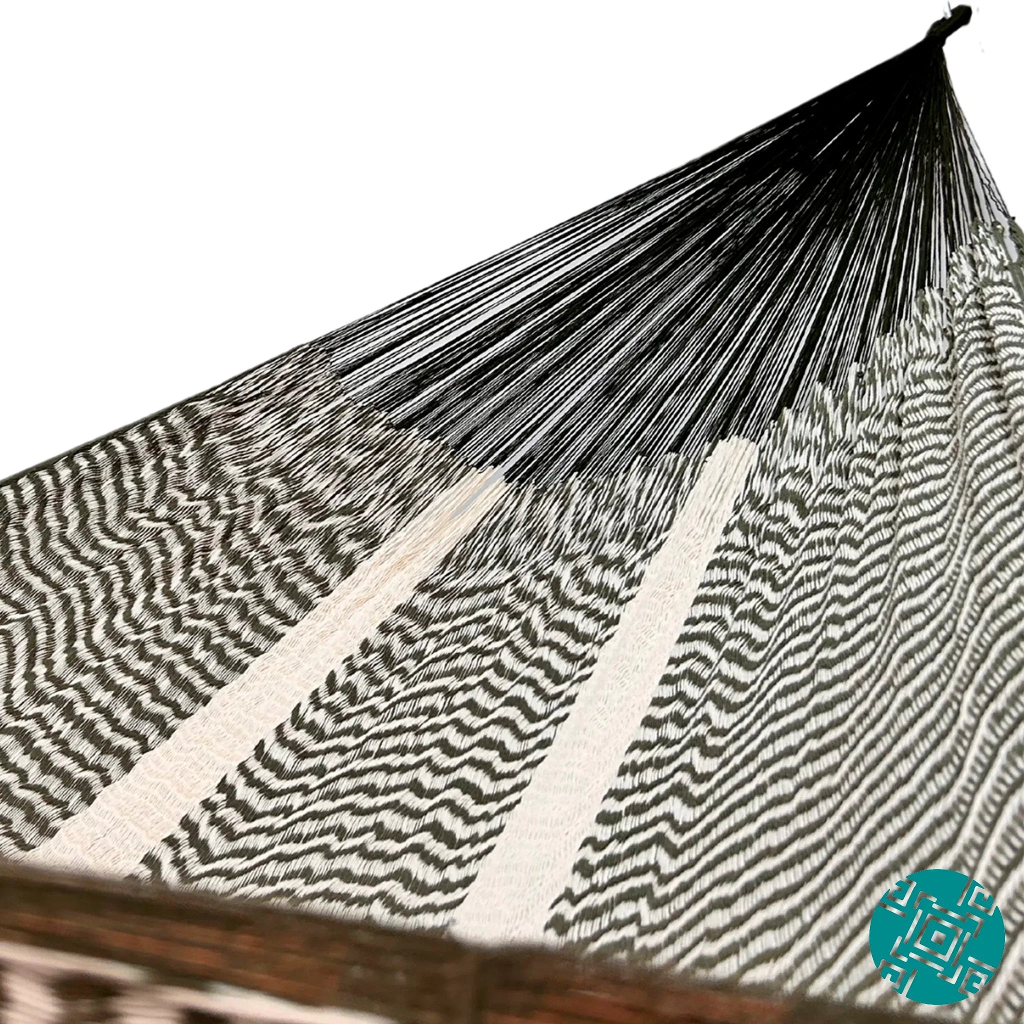 Interior de hamaca Yucateca artesanal de algodón suave color verde y beige