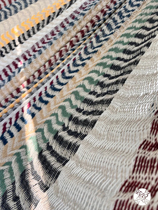 Detalle del tejido de algodón suave de la hamaca Yucateca artesanal modelo Colorida