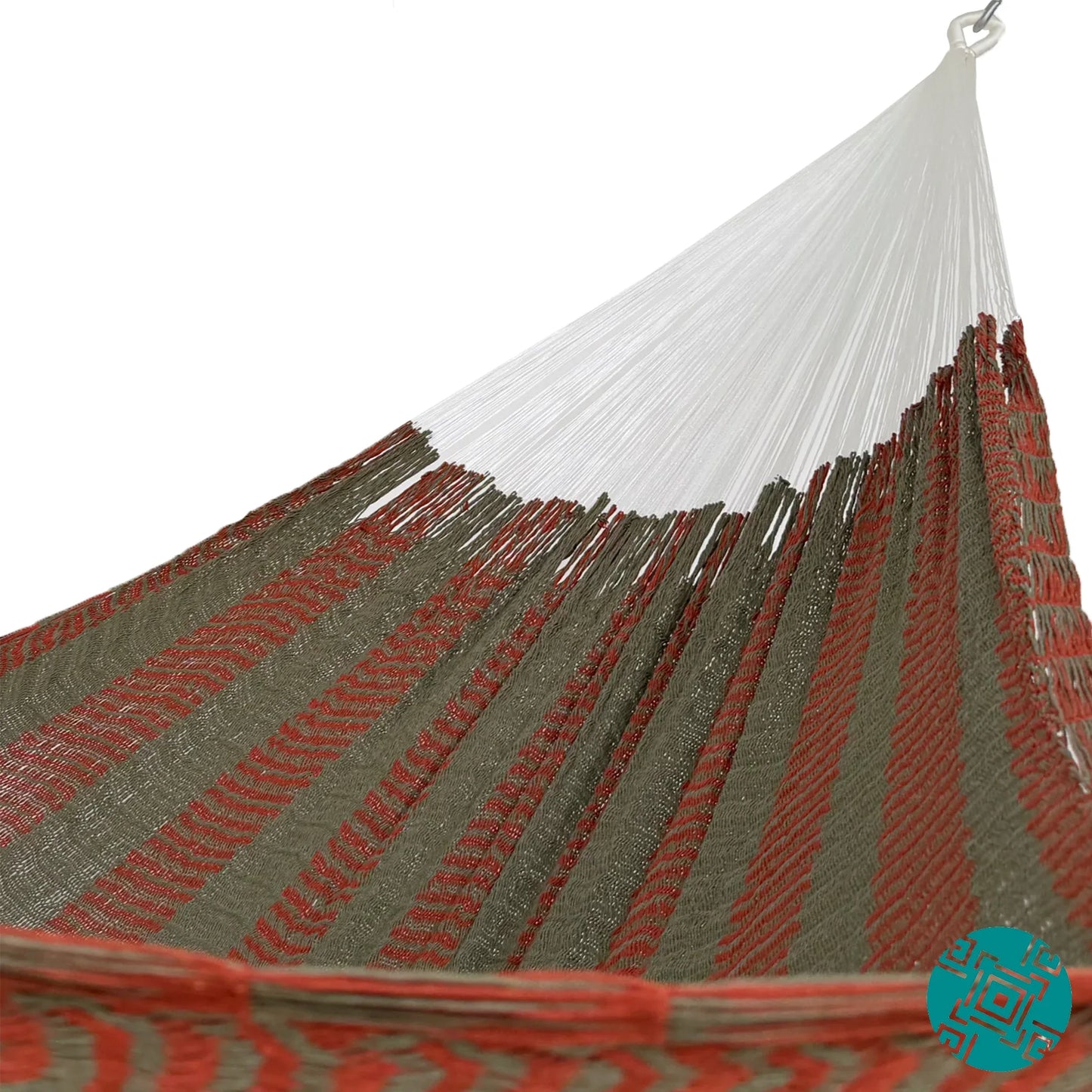 Interior de hamaca Yucateca artesanal de algodón suave color verde y rojo
