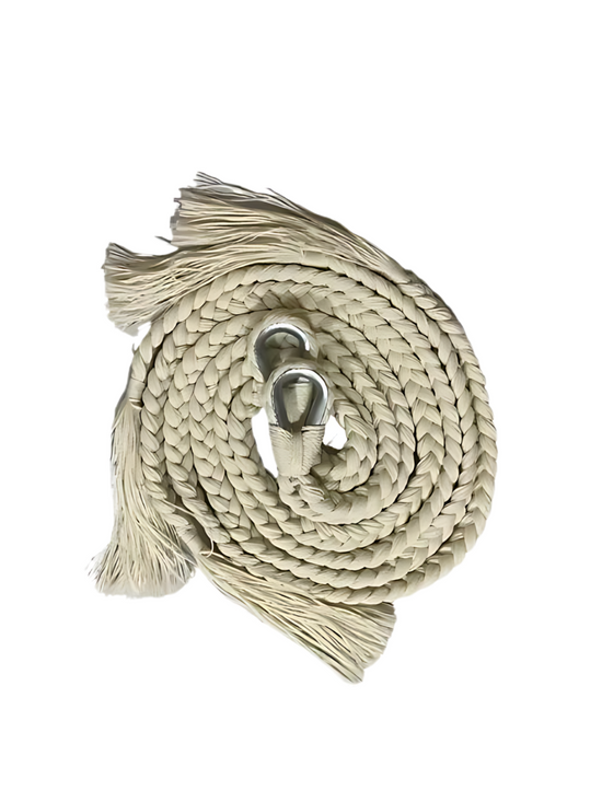 Par de cuerdas yucatecas artesanales color beige para hamaca, enrolladas para instalación