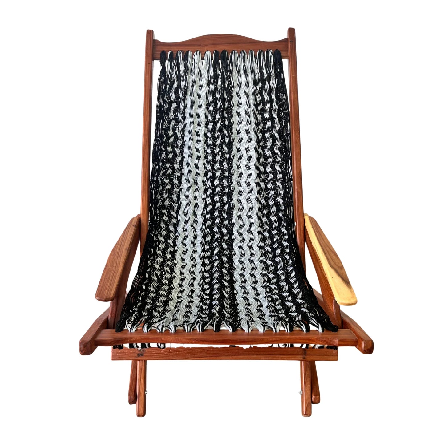 Silla mecedora artesanal plegable de Yucatán negra y gris vista de frente