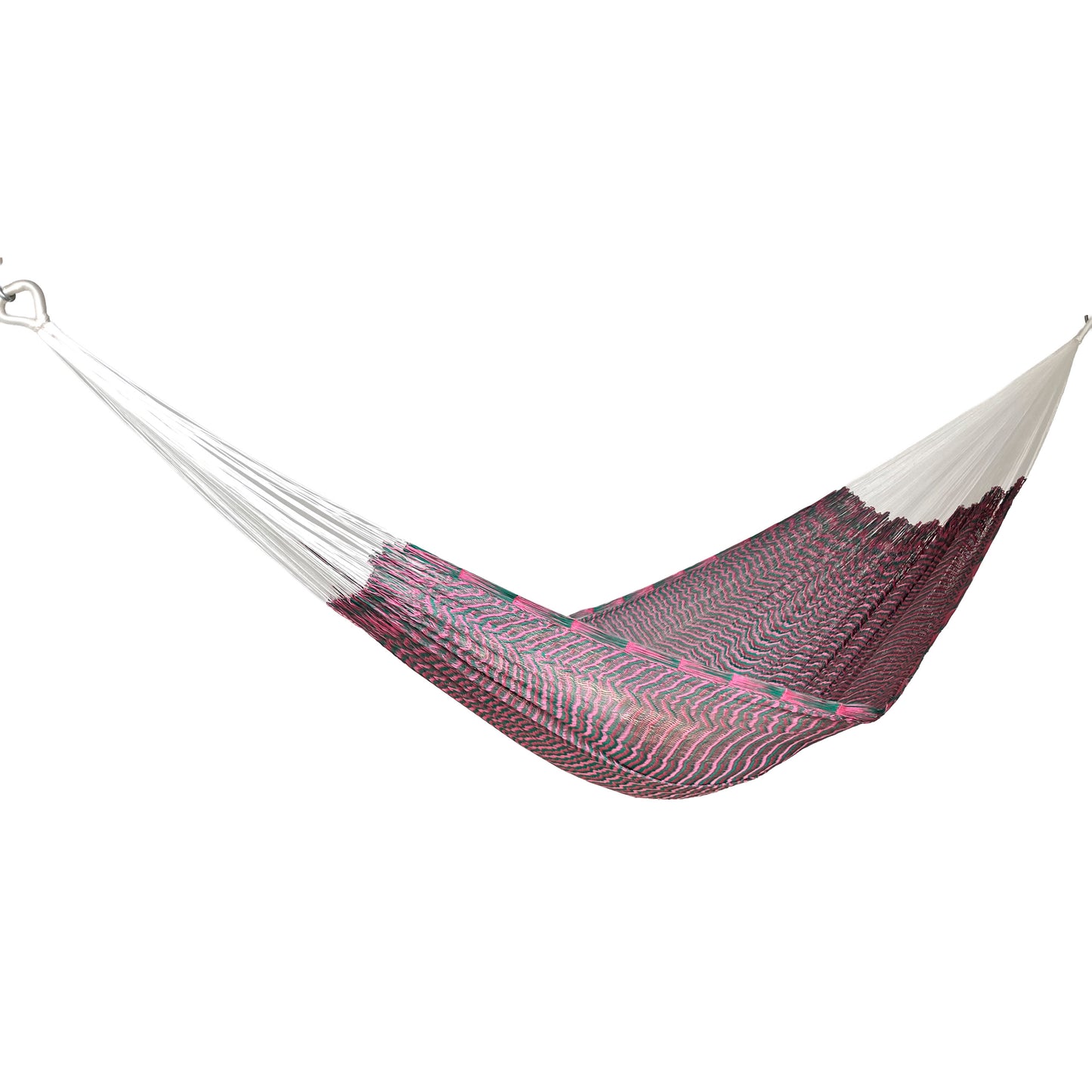 Hamaca Artesanal Yucateca Nylon Rosa y Verde