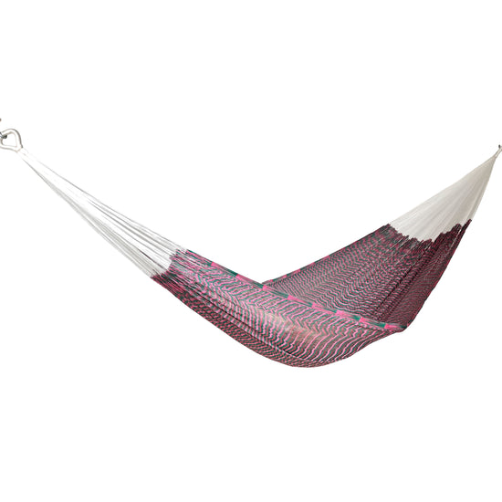 Hamaca Artesanal Yucateca Nylon Rosa y Verde