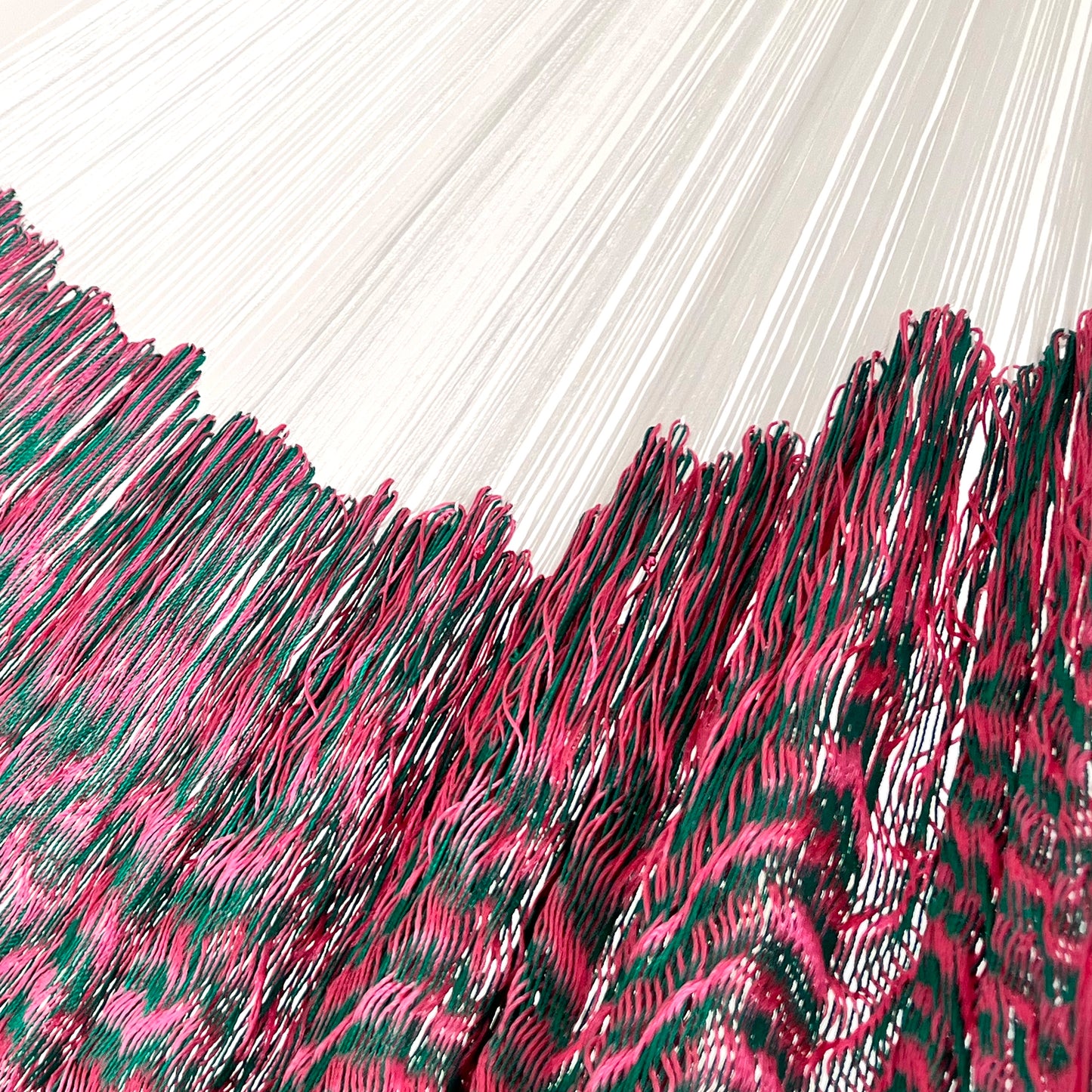 Hamaca Artesanal Yucateca Nylon Rosa y Verde