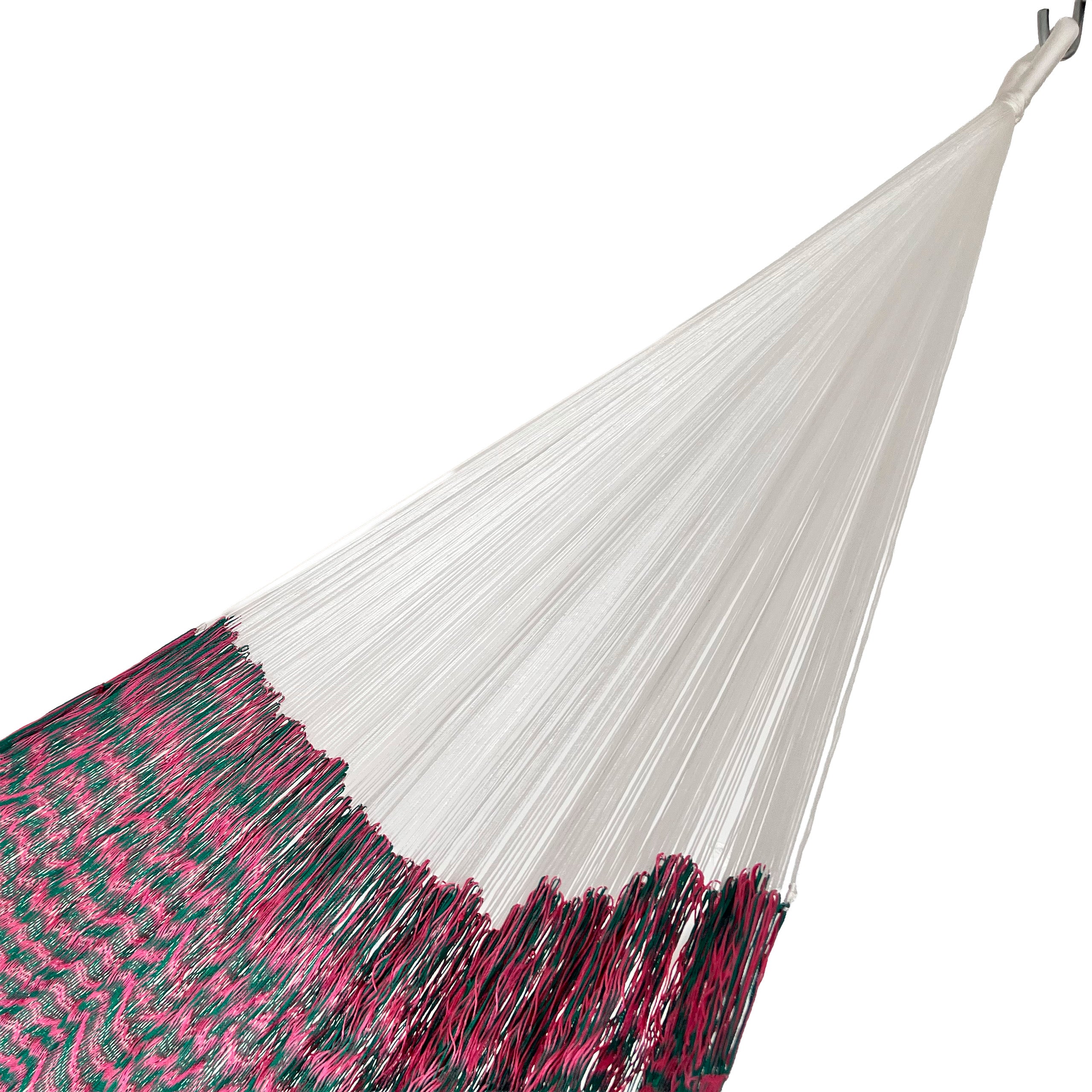 Hamaca Artesanal Yucateca Nylon Rosa y Verde