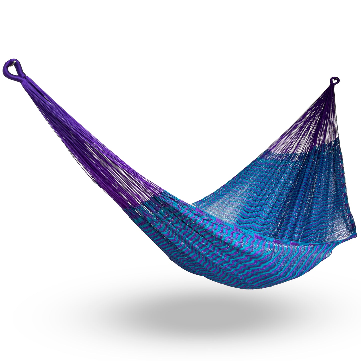 Hamaca Yucateca Artesanal Nylon Hilo 18 - Morado y Azul