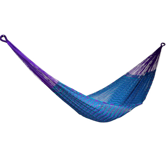Hamaca Yucateca Artesanal Nylon Hilo 18 - Morado y Azul