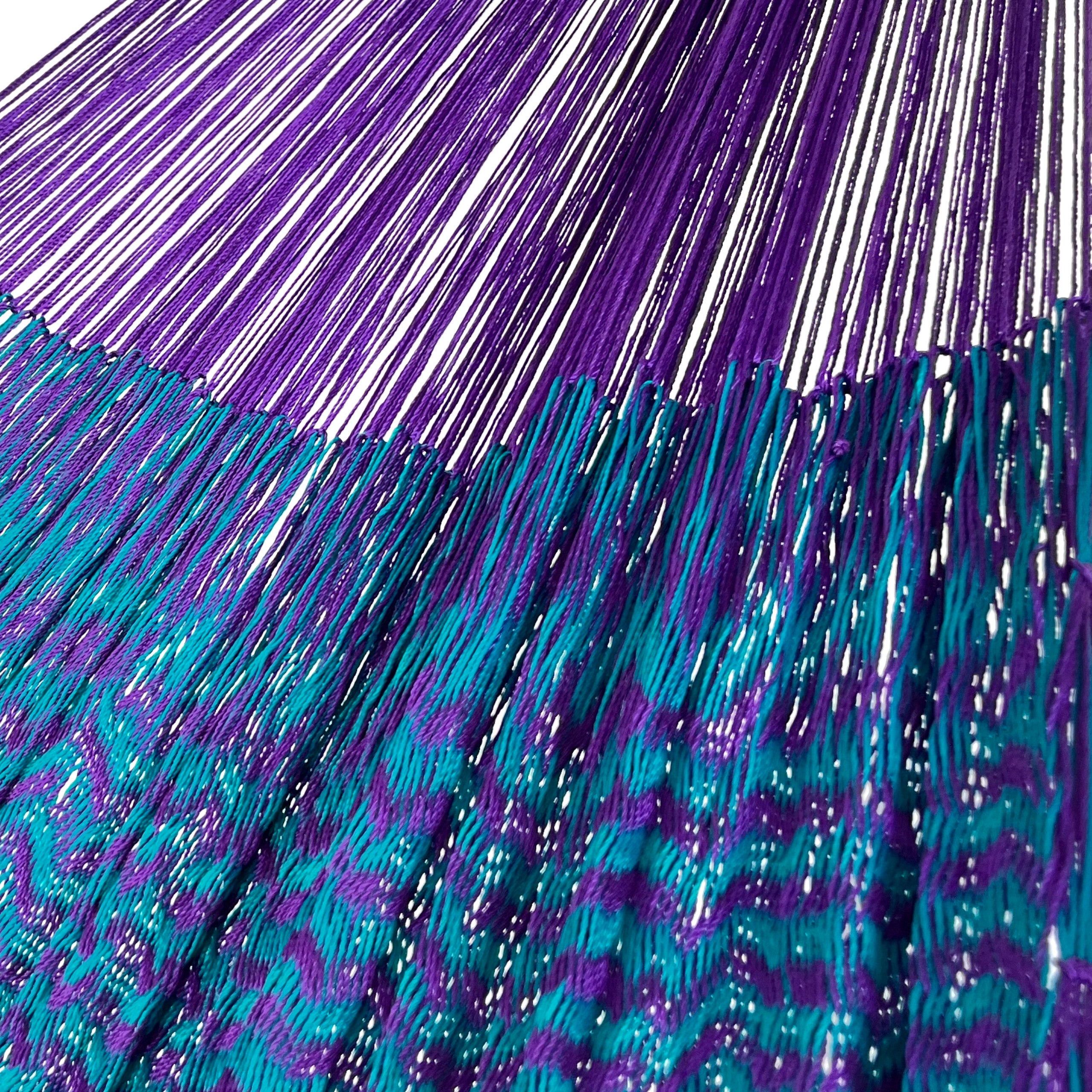 Hamaca Yucateca Artesanal Nylon Hilo 18 - Morado y Azul