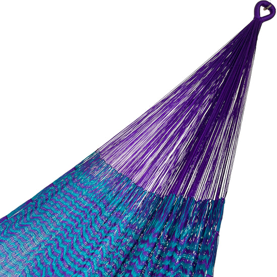 Hamaca Yucateca Artesanal Nylon Hilo 18 - Morado y Azul