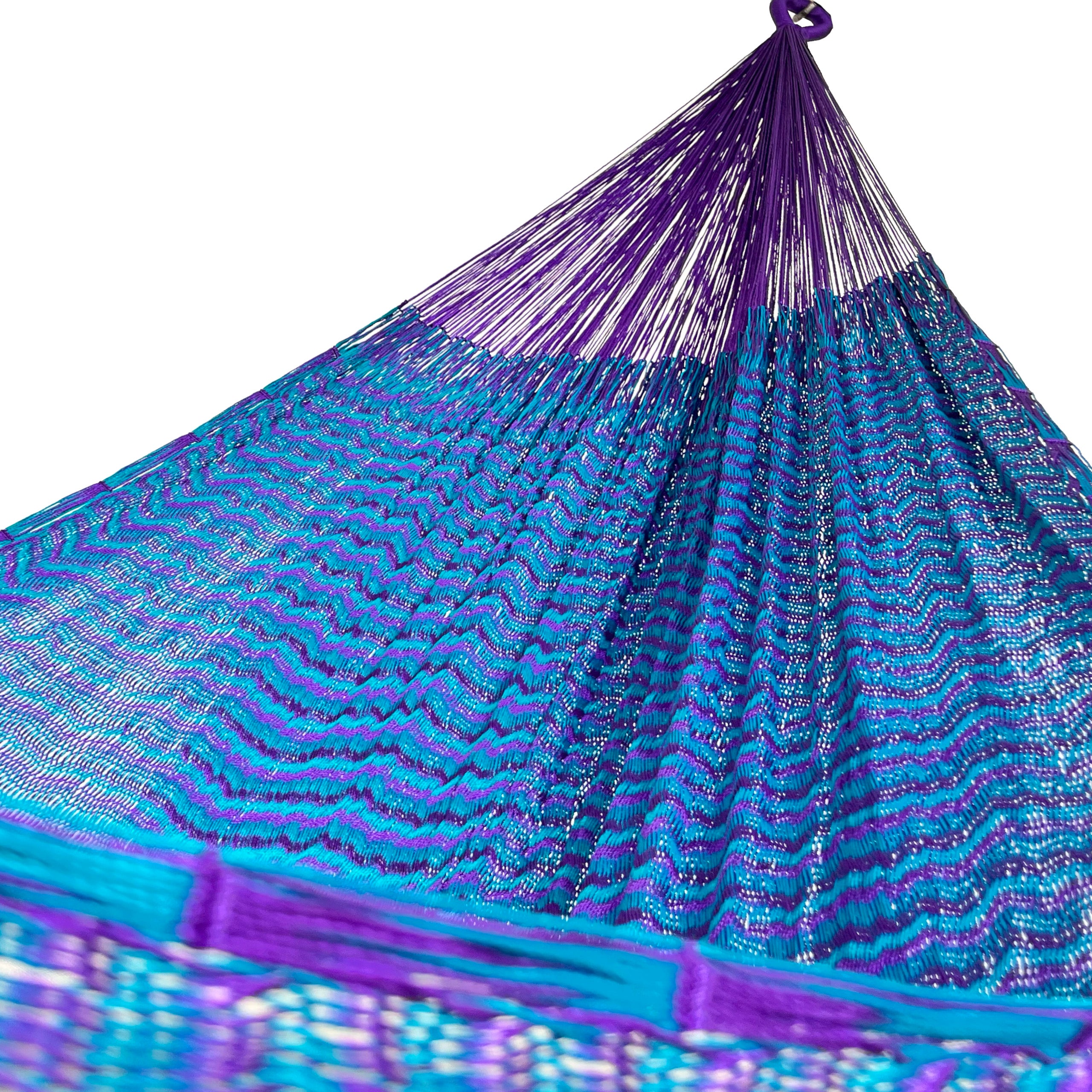 Hamaca Yucateca Artesanal Nylon Hilo 18 - Morado y Azul