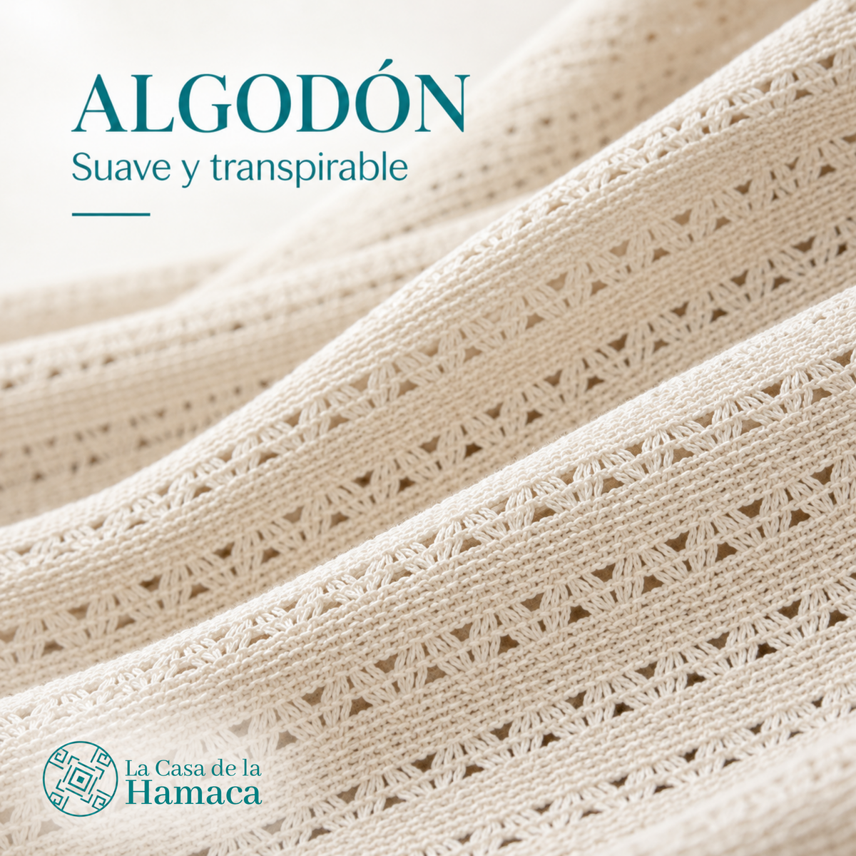 Detalle del tejido de algodón suave y transpirable de hamaca Mexicana King Size beige