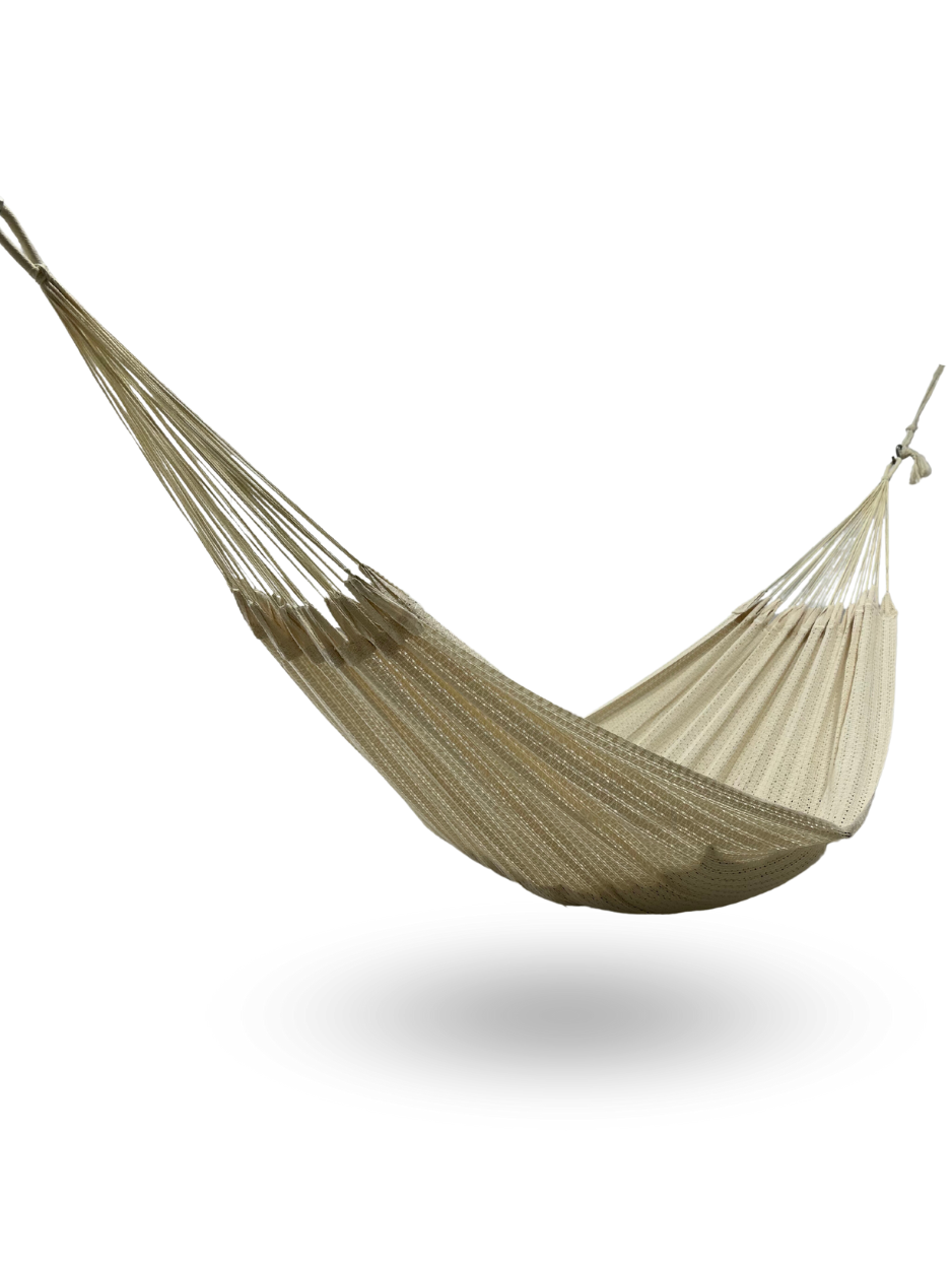 Hamaca mexicana de algodón color beige para interior y exterior